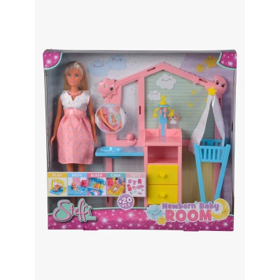 Bild av Simba 105733590 Steffi LOVE Bebisrum Gravida med Bebis i Bebisrummet Spjälsäng, Skötbord, Badkar och Många Fler Tillbehör, 29 cm, Från 3 år