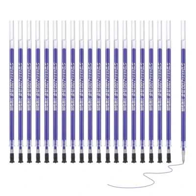 Bild av M&amp;G Gelpenna påfyllningar 0,5 mm fin punkt, 20 pack snabbtorkande slät blå gelbläckpenna byter ut för infällbar pennklick, kontor studierum klassrumsmaterial, 13 cm