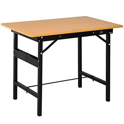 Bild av HOMCOM Arbetsbänk hopfällbar arbetsbord med linjal och gradskiva MDF bord verkstad 100 x 60 75,5 cm gul svart