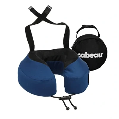 Bild av Cabeau Evolution S3 resekudde remmar till flygplanssätet Ensures Your Head Won&#039;t fall forward koppla av med plysch minnesskum snabbtorkande tyg håller dig sval och torr (indigo) ..