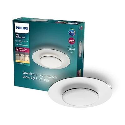 Bild av Philips Garnet Ceiling Light, Svart takplafond med SceneSwitch funktion, 30W, 2700K, stilren design, LED, kan växla mellan olika ljustemperaturer
