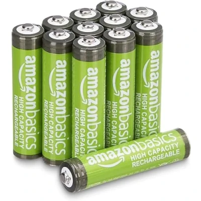 Bild av Amazon Basics AAA batterier med hög kapacitet, 850 mAh, uppladdningsbara, NiMh, förladdade, 12 stycken