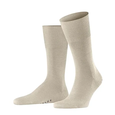 Bild av FALKE Herr Airport strumpor ull bomull svart grå många fler färger förstärkta herrstrumpor utan mönster andas enfärgad 1 par, Beige (beige melange 4043), 50 EU