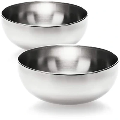 Bild av COM FOUR® 2x salladsskål gjord av rostfritt stål skålset blandskål fruktskål metallskål skål i serveringsskål dekorativ (2 stycken Ø 24cm)