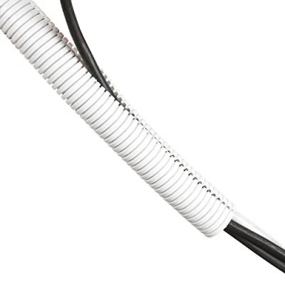 Bild av D Line ordningstub för kablar, kabelhanteringshylsa, försplittad ledning, klippbar, organisera kablar och sladdar från TV apparater, datorer spelkonsoler 1,1 meter längd x 32 mm diameter vit