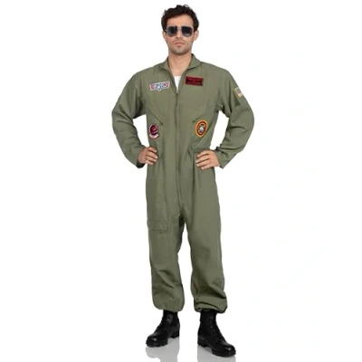 Bild av LEG AVENUE Herr Top Gun Flight Suit kostym, multi, 2 x, Khaki/grön, 2XL Große Größen