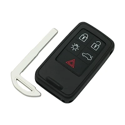 Bild av BROVACS Ersättningsnyckel + oklippt tomt nödinsättningsnyckel kompatibel med VOLVO 5 knappars smart nyckellös ingång fjärrnyckelfodral Fob PG788A