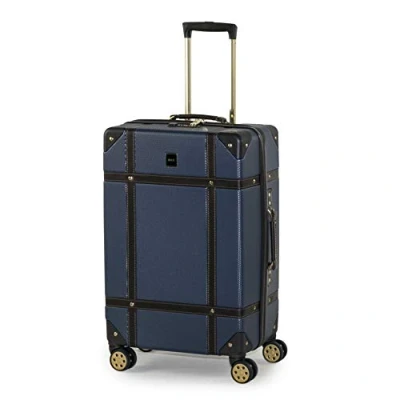 Bild av Rock vintage resväska retro 8 hjul spinner bagage, Marinblått Xsp, M
