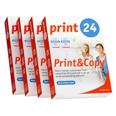 Bild av print24 skrivarpapper kopieringspapper 2000 ark 4 x 500 A4 80 g premium vit CIE 160 testvinnare PEFC miljöcertifikat