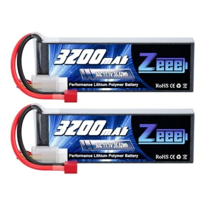 Bild av Zeee 3S Lipo batteri 3200 mAh 11,1 V 50C RC med T kontakt för FPV racing drönare landsvägscykel quadcopters flygplan helikopter båt bil (2 paket)