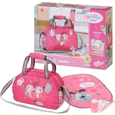 Bild av BABY born Changing Bag Doll with Mat, Lotion Bottle and a Nappy. Fits dolls up to 43cm Suitable for children aged 3+ years 832455