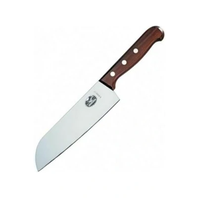 Bild av Victorinox Wood Santoku kniv, kockkniv, i presentask, extra vasst blad, rostfritt stål, tillverkad Schweiz, trähandtag