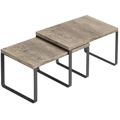 Bild av SONGMICS Kryddställ, Set med 2 Köksarrangörer, Kökshylla, Skåpskåp Kök, Expanderbar, Liten Hylla, Stapelbar, Metall och trämaterial, Bläck Svart Greige fläckig KCS020X02