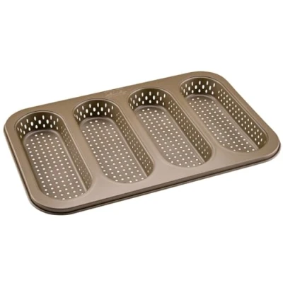 Bild av Zenker Mini Baguetteplåt med 4 perforerad bakform för krispiga baguetter non stick beläggning förhindrar limning värmebeständig upp till +230 C, 34 x 22 3 cm