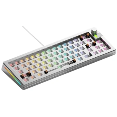 Bild av Glorious Gaming GMMK 3 PRO Barebones: tangentbordssats med vred, modulärt aluminiumhölje och packningssystem, utbytbara brytare, 65% kompakt, ljuddämpande skum, aluminiumplatta, ANSI/USA Silver