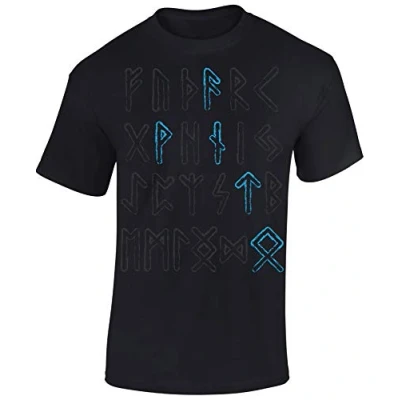 Bild av viking t shirt för män wotan &amp; Odin runa skjorta män, runs, L