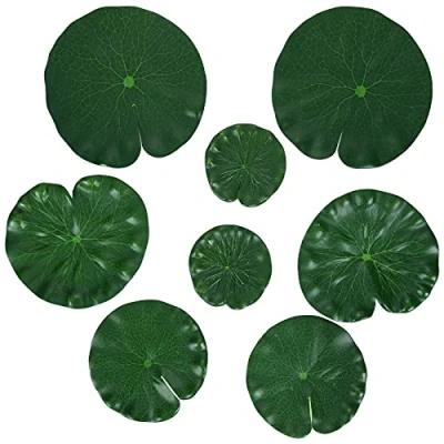 Bild av Molain konstgjorda lotusblad, 8 stycken liljedynor flytande skum lotus lämnar realistiska vattenliljedynor för hem trädgård dammar pool akvarium landskap dekoration