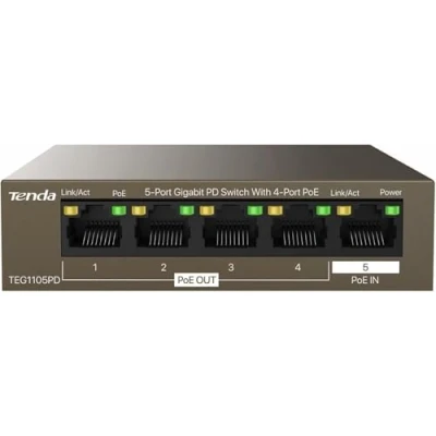 Bild av Tenda TEG1105PD PoE switch 5 port Gigabit Ethernet LAN switch, PD &amp; PSE nätverksbrytare utan strömförsörjning (endast powered)