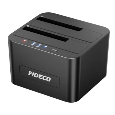 Bild av FIDECO HDD Docking Station, USB3.0 dockningsstation för 2,5 och 3,5&quot; SATA HDD/SSD, dubbelt fack, stöd offline klon