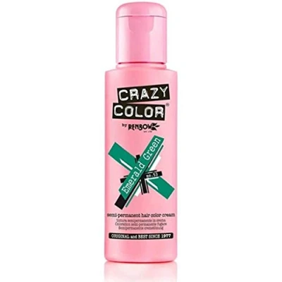 Bild av Crazy Colour Semi Permanent hårfärg av Renbow Emerald Green No.53 (100 ml) låda med 4