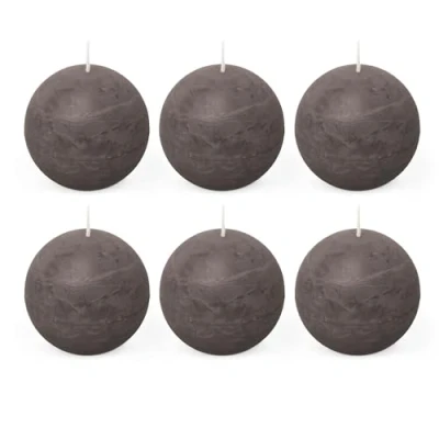 Bild av Spaas 6 Rustic Unscented Ball Candles, 24 Hours, Taupe