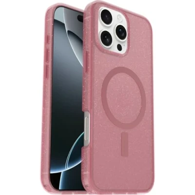 Bild av Otterbox Symmetry Series Clear MagSafe skal för iPhone 16 Pro Max, stöttåligt, fallsäkert, skyddande tunt skal, testad till militärstandard x3, Klar/Rosa