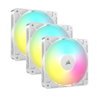 Bild av CORSAIR RS120 ARGB 120 mm PWM Fläktar Daisy Chain Anslutning Lågbrusig Magnetisk Kupollager Trippelförpackning Vit