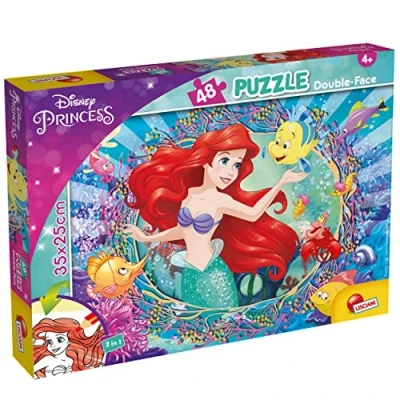 Bild av LISCIANI DISNEY pussel Ariel 48 bitar Dubbelsidigt Från 3 år Tillbaka till färg Stimulerar tänkande och tålamod Tillverkad i Italien