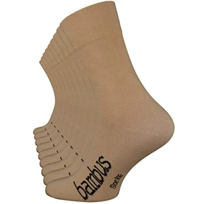 Bild av Vincent Creation 69 par bambustrumpor, unisex, för kvinnor och män, handsydd spets, 9 beige