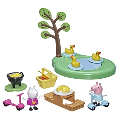Bild av Peppa Pig Peppa&#039;s Adventures picknick med lekset, förskoleleksak 2 figurer och 8 tillbehör, för barn från 3 år