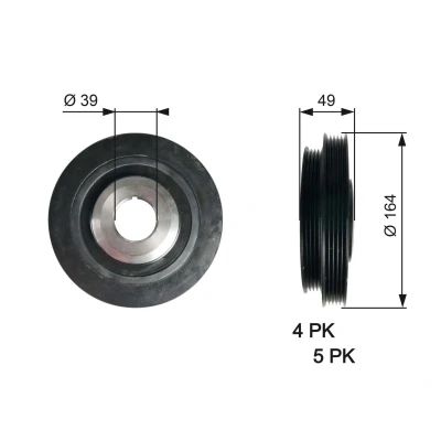 Bild av GATES TVD1114 Poulie Damper 164 sans accessoires FleetRunner Micro V Stretch Fit KIA: CARNIVAL / GRAND 3, 2