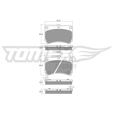 Bild av TOMEX brakes TX 10 91 Jeu de plaquettes frein Essieu avant avec indicateur d&#039;usure MAZDA: FAMILIA 4, 323 P V 3/5 portes, 5