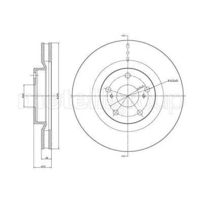 Bild av METELLI 23 0946C Disque de frein 296,0 28,0 5 62,0 ventilé peint TOYOTA: Auris portes, RAV4 IV SUV, Break
