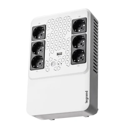 Bild av Legrand, Avbrottsfri strömförsörjning (USV system), Keor Multiplug med 800 VA/480 W 6 utgångar per 230 V (Schuko uttag) + USB laddare, 310082