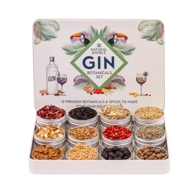 Bild av Gin Botanicals and Infusions presentkit. Uppsättning av 12 finaste botaniska och kryddor för Gin.