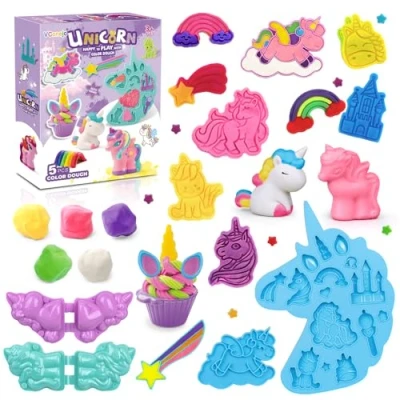 Bild av Knåda från 3 år för barn, enhörning tema Play Color Dough lera tillbehör konst och hantverk kit med 11 stycken lertillbehör, semester födelsedag utbildning leksak lerset