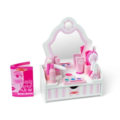Bild av Melissa &amp; Doug Skönhetssalong lekset Träleksaker Låtsaslek för barn Montessori 3+ Present till pojke och flicka