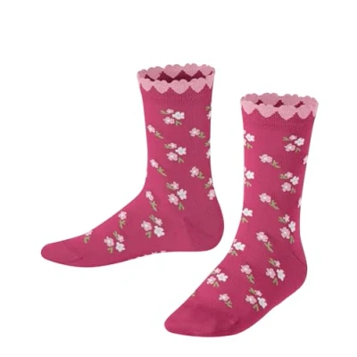 Bild av Falke, unisex, barn, Ditsy Flowers strumpor, andas, hållbar bomull, förstärkt hållbar, hudvänlig, halkfri med blommor, 1 par, Lila (fuchsia 8856) ny miljövänlig, 23 26 EU