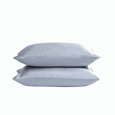 Bild av 2 pack satinsilke örngott mjukt rent mullbär kuddfodral för hår och hud med kuvertstängning (silver, standard (50 x 75 cm)