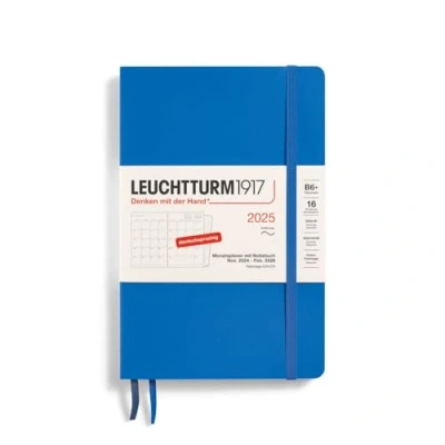 Bild av LEUCHTTURM1917 370612 månadsplanerare och anteckningsbok 2025, paperback B6+ mjukt fodral 16 månader, 80 g, linjerad himmel
