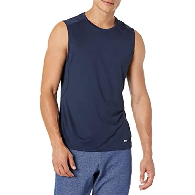 Bild av Amazon Essentials Men&#039;s Tech stretchig muskelskjorta, Marinblå, M