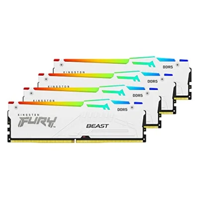 Bild av Kingston FURY Beast Vit RGB XMP 64 GB 5600MT/s DDR5 CL40 DIMM Fast Computer Gaming minne 4 kit KF556C40BWAK4