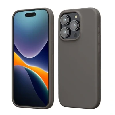 Bild av kwmobile fodral kompatibelt med iPhone 15 Pro Max tunt mobilfodral i silikon stötsäkert mjuk yta Stone Dust