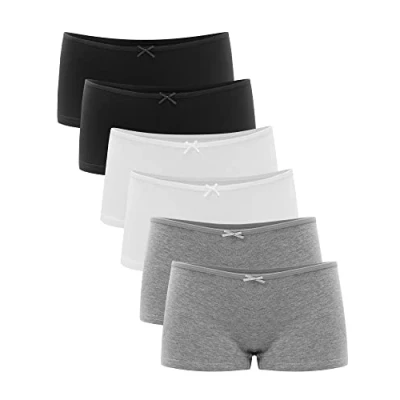 Bild av Libella® trosor dam (6 pack) boxershorts underbyxor underkläder set bomull 3901 Svart Vit Grå S