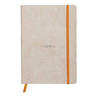 Bild av Rhodia 117455C Anteckningsbok Rhodiarama med mjukt kuvert, prickigt rutnät, 80 ark, 90 g elfenbensfärgat papper, A5 148 x 210 mm, bokmärke, innerficka, 1 st, beige