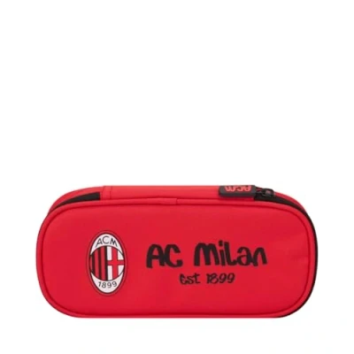 Bild av AC Milan Ovalt pennfodral med innerficka, pennhållare, polyesterpennor, röd