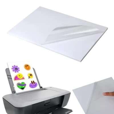 Bild av Set med 25 A4 transparent papper tryckbart, tryckbar självhäftande folie film för laser och bläckstråleskrivare, film, perfekt utskrift av affischer, foton mer