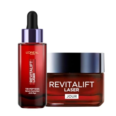 Bild av L&#039;Oréal Paris Triple Action Anti Aging Care Rutin Dagkräm korrigerande serum hyaluronsyra, peptider/pro retinol, C vitamin alla hudtyper laser vitalift X3 2 x 50 ml