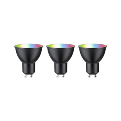Bild av Paulmann 29153 Standard 230 V Smart Home Zigbee LED reflektor GU10 3 x 350lm 3x4,8W RGBW+ dimbar svart matt glödlampa