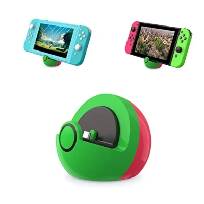 Bild av Antank Tiny laddningsdocka kompatibel med Nintendo Switch/Switch Lite/Switch OLED, ingen projektion laddningsstativ, mini bärbar dockningsstation lätt för resor grön och rosa